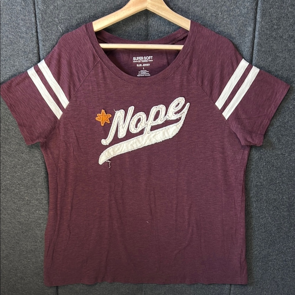 Nope. Sporty Torrid Shabby-Chic Slub Jersey Sz 1 EUC